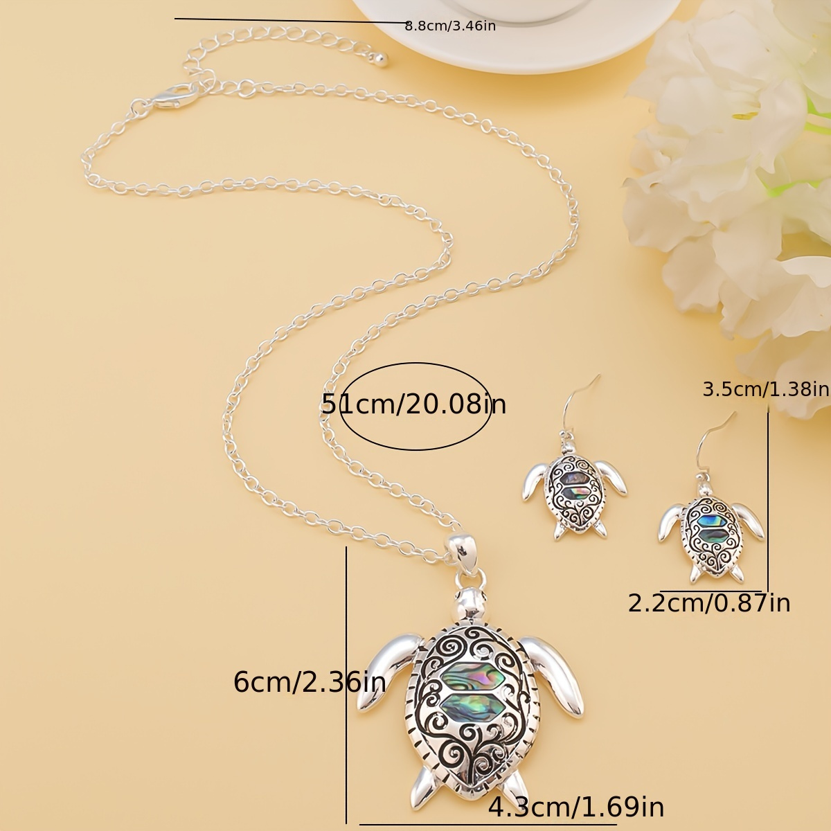 Ladies' Elegant Ocean-themed Turtle Element Necklace Set