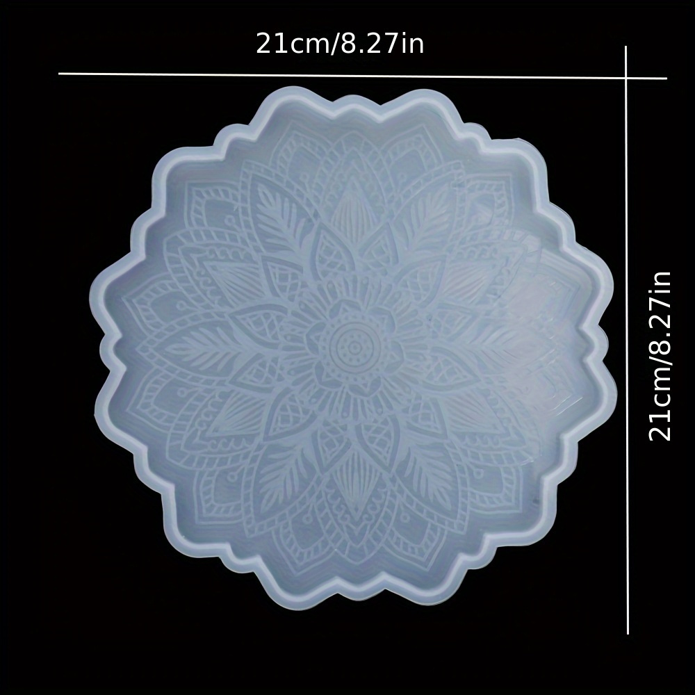 Image of Diy Large Flower Coaster & Tray Silicone Mold - Round Epoxy Resin Casting For Unique Cup Mats And Home Decor