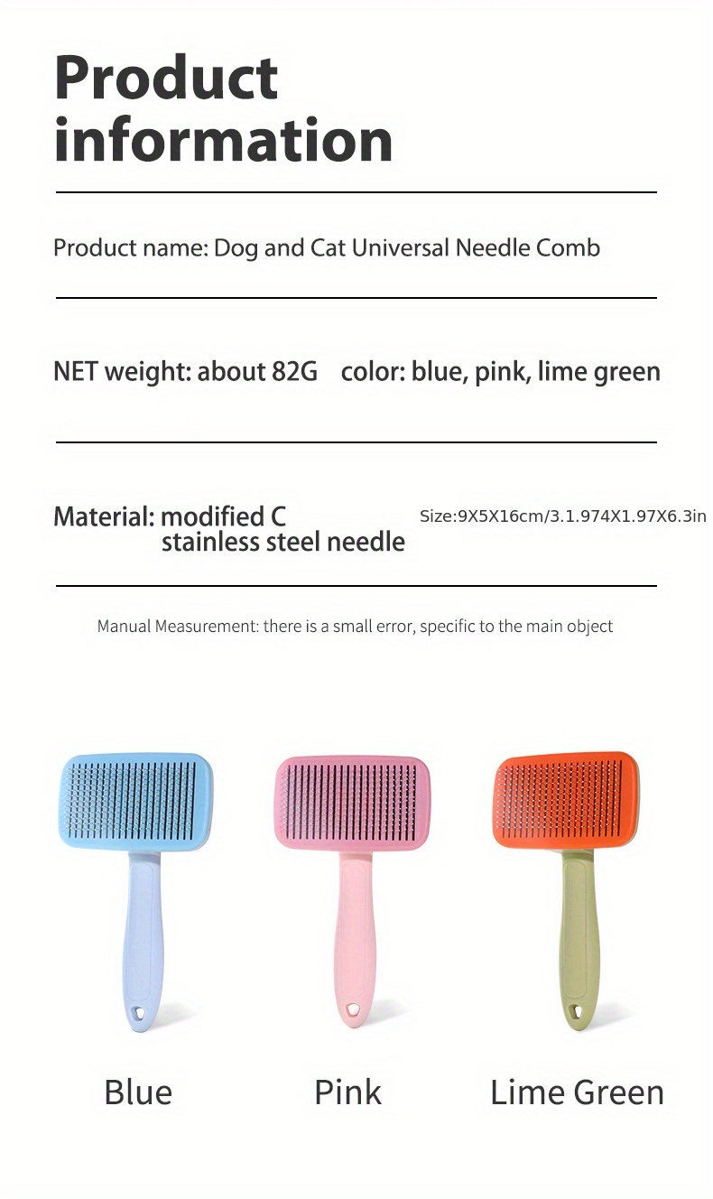 pet comb for cats and dogs needle comb for removing loose hair dog hair and cat hair brush cat cleaning brush long and short hair pet loose hair removal brush cat brush   hair cleaning and knot removal tool Product details 7