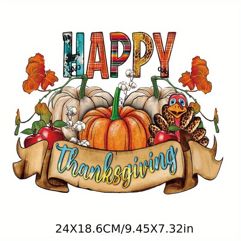 Seajan 48 Pcs Thanksgiving Iron on Transfers for T Shirts Fall Pumpkin Iron  on Decals Autumn Heat Transfers Vinyl Stickers Gnome Maple Leaf Patches