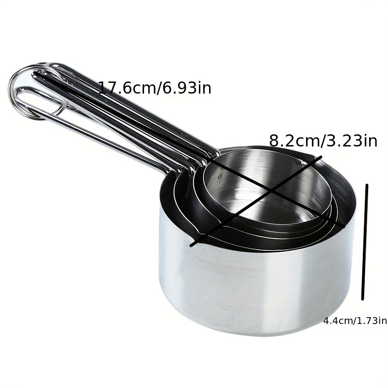 4PCS Stainless Steel Measuring Cups Set, Stackable Metal Measure