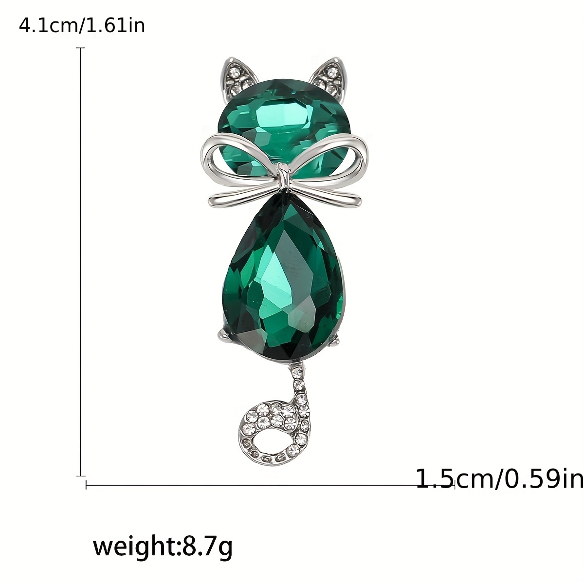 Crystal Cat Shape Brooch, Kitten Waist Pin