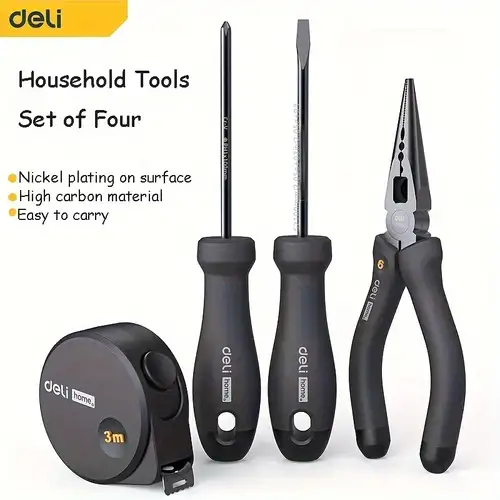 HOTO Hand Tool Set Portable Safe Screwdriver Hammer Tape Measure Wrench  Pliers Home Installation Repair Manual