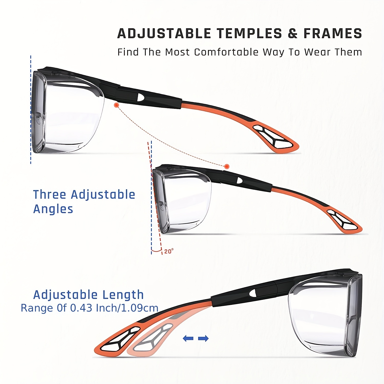 Gafas De Seguridad Para Protección Ocular Que Se Ajustan Sobre Las Gafas,  Unisex, Lentes Transparentes Con Revestimiento Antiempañamiento, Gafas De Se