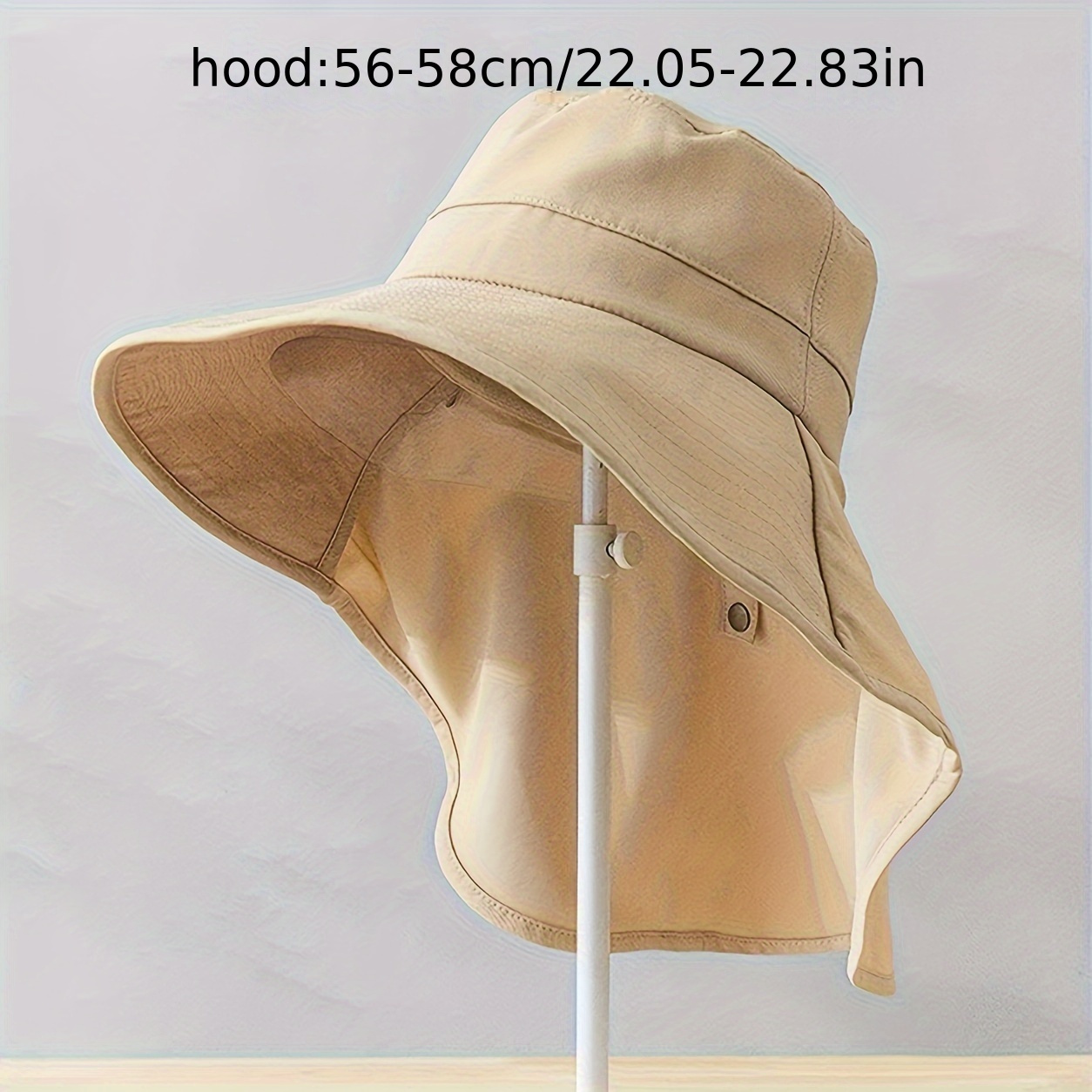Summer Wide Brim Sun Hat Neck Flap Solid Color Uv Protection - Temu