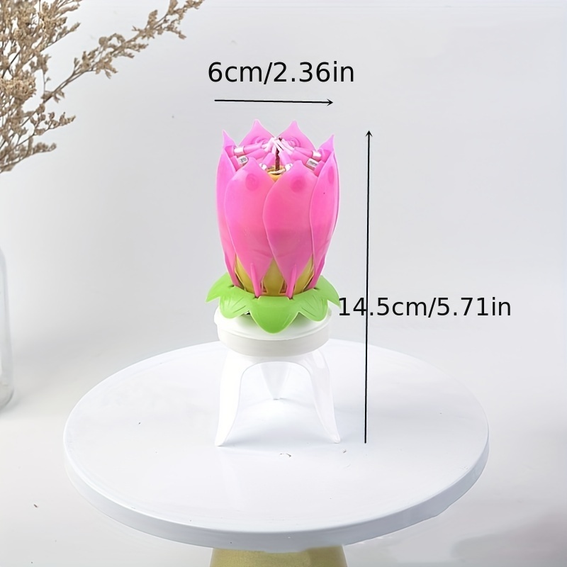 Lotus Flower Music Birthday Candle Creative Rotating Flowers - Temu