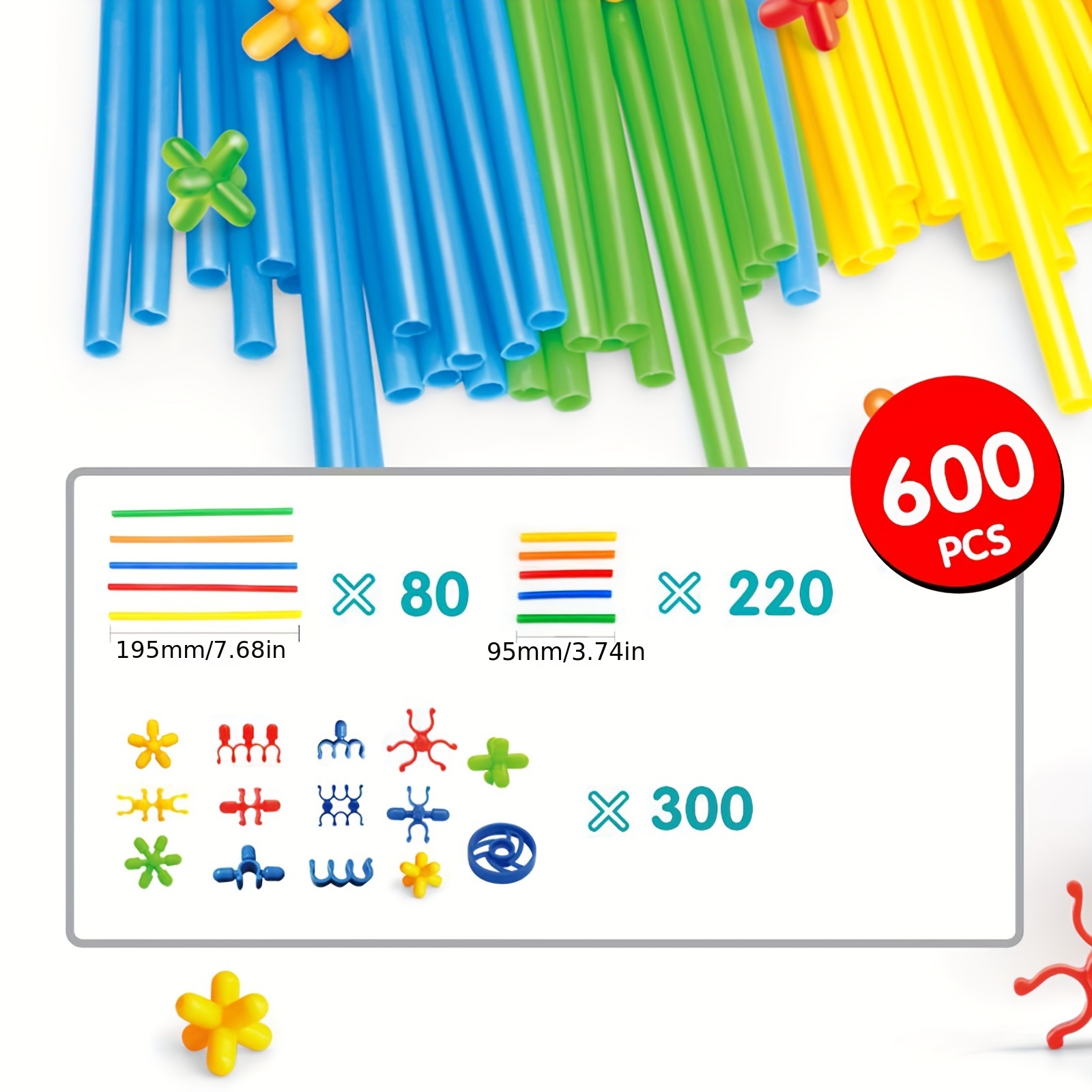 Straw Constructor Toys STEM Building Toys 600Pcs Straw Toy Interlocking  Plastic Toys Engineering Toys Thin Tube Blocks Toy Educational Toy Kit For  Kid