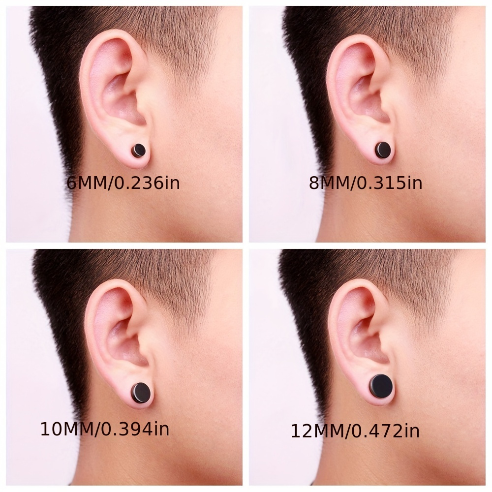 Magnetic Round Stud Earrings For Men Non piercing Clip - Temu