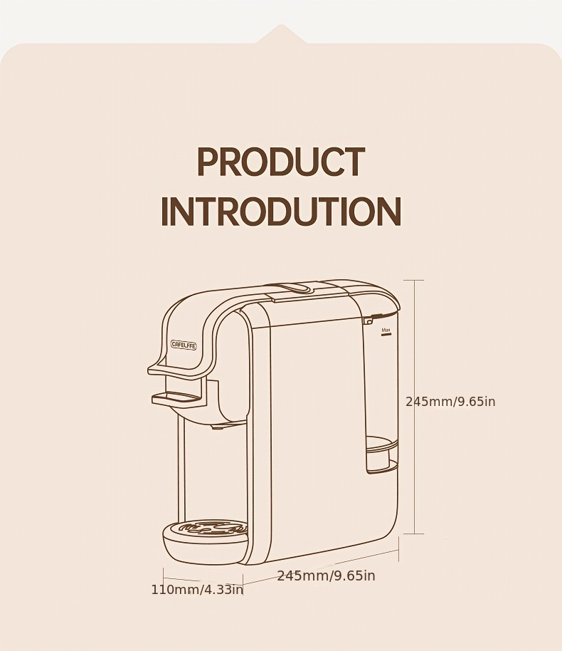  4 in 1 capsule coffee maker mk603 hot cold brew espresso machine 19bar suitable for nec capsules dg capsules ese and coffee powder easy to clean rust proof 0 6l removable water tank suitable for home kitchen and gift details 19