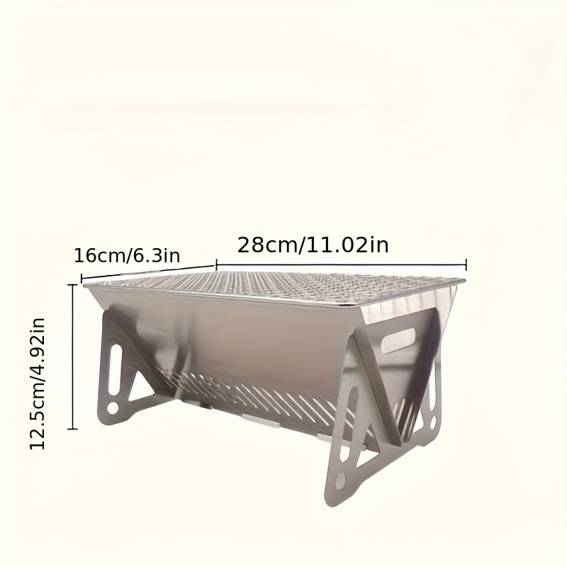 Image of Outdoor Portable Mini Grill Camping Coffee Stove, Charcoal Stove Stainless Steel Card Folding Grill