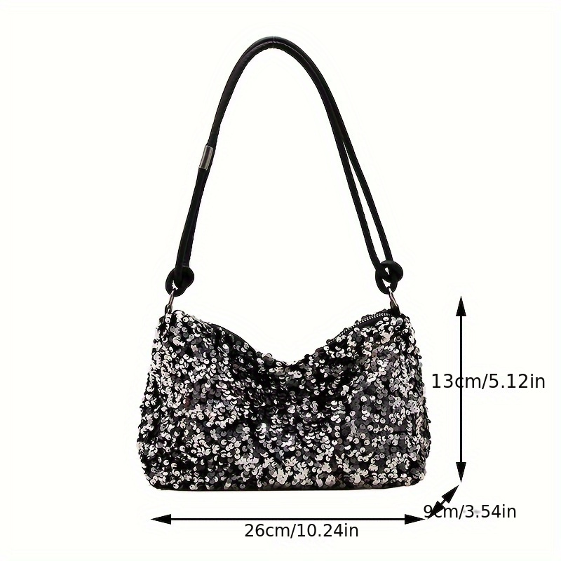 shining sequin underarm bag elegant evening bag sparkly shoulder bag for women details 6