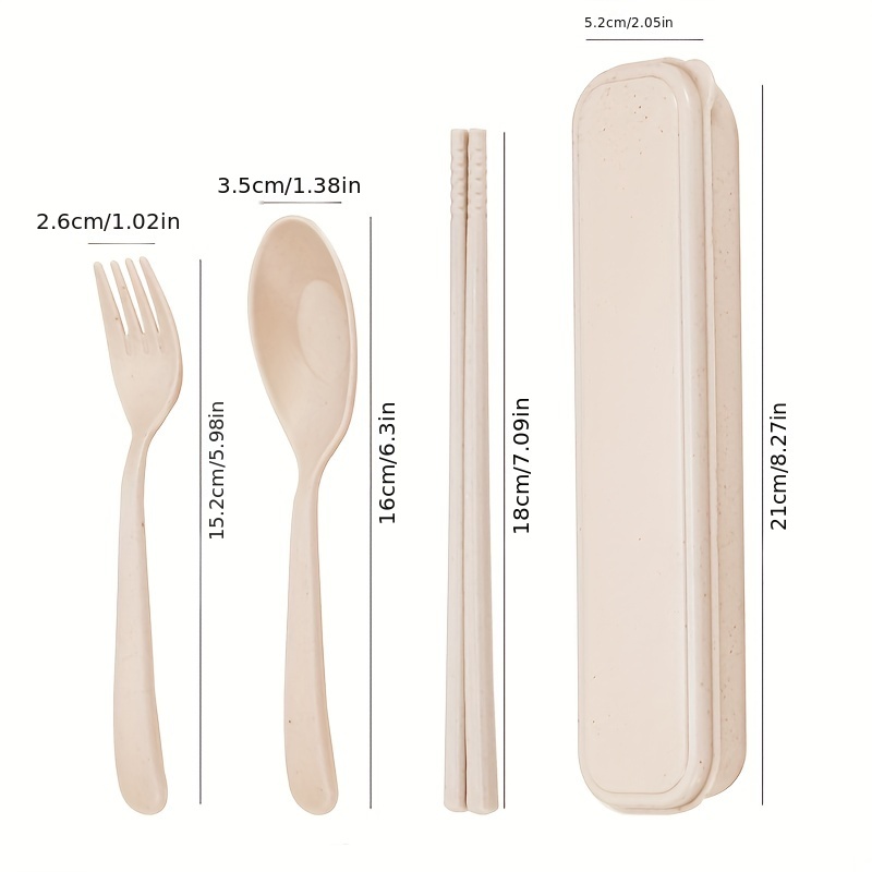 Reusable Wheat Straw Utensils Set With Case, Portable Cutlery Set Knives  Fork And Spoon Set For Lunch Box Accessories - Temu