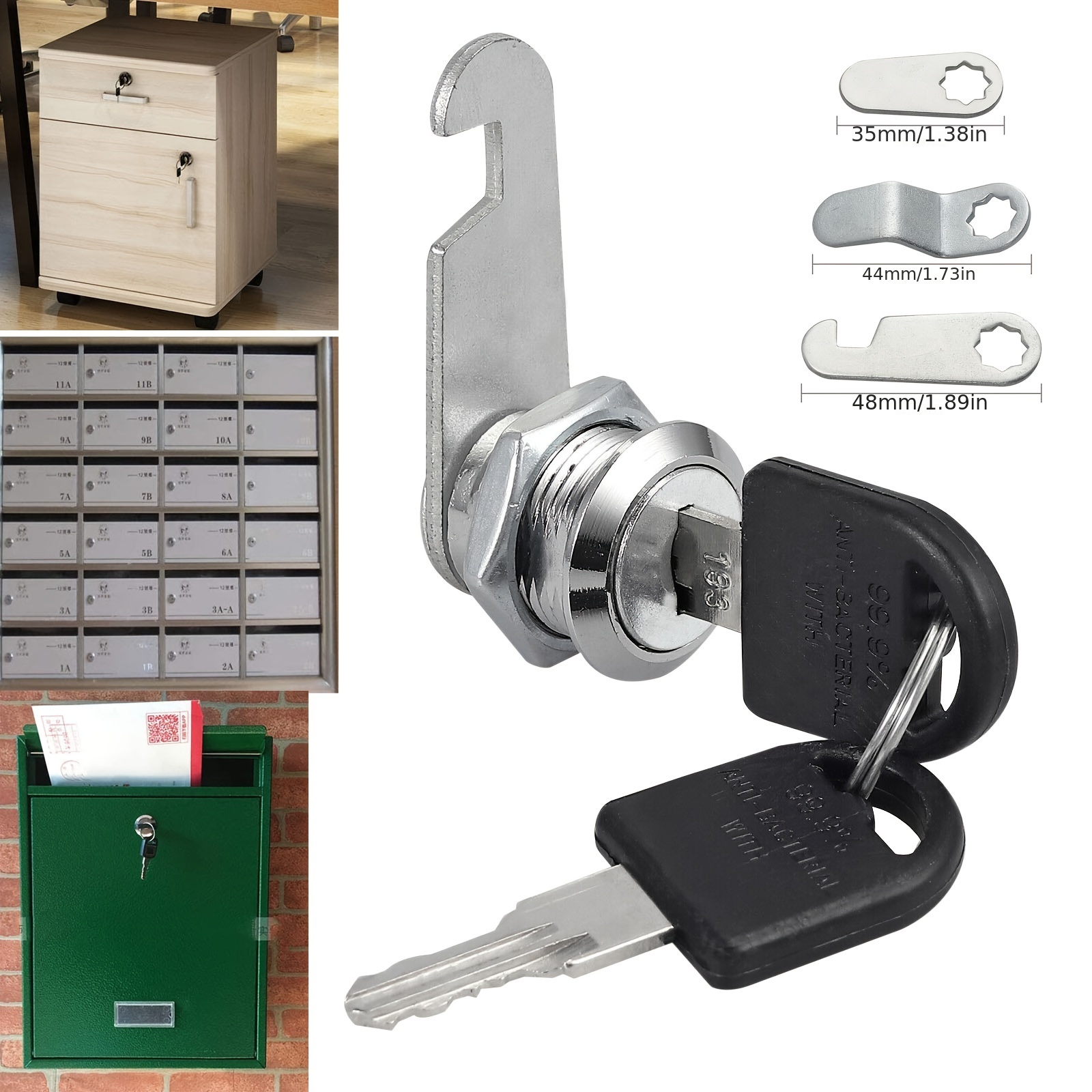 6 Pack Cabinet Cam Locks Keyed Alike, 1-1/8 (30mm) Cam Lock Set for  Cabinets Drawers Mailbox Tool Box RV, File Cabinet Locks with Keys 