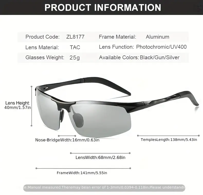 алюминиевые фотохромные мужские поляризованные дневные и ночные очки для вождения хамелеон UV400 антибликовое изменение цвета детали 16