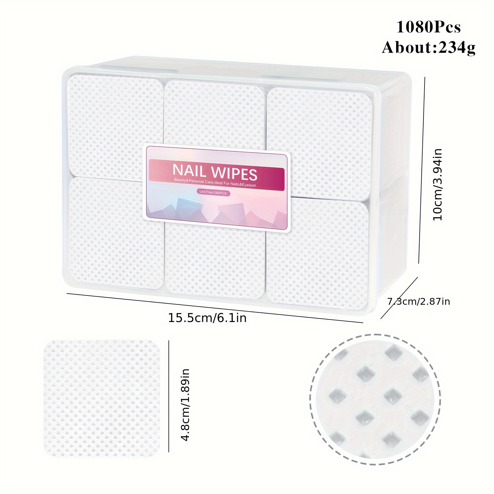 E-shop 1080 Stück Nagellackentferner Tücher Nagelreinigungspads, Vlies Nagelpads für Frauen Schönheitssalon