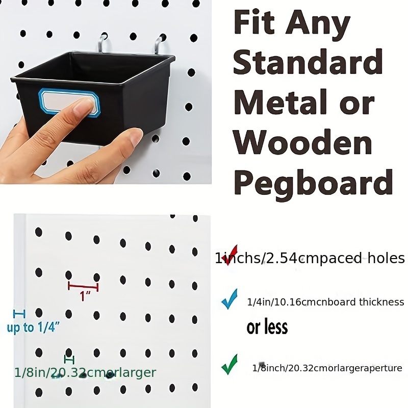 Pegboard Bins With Hooks And Labels Thick Plastic Storage - Temu