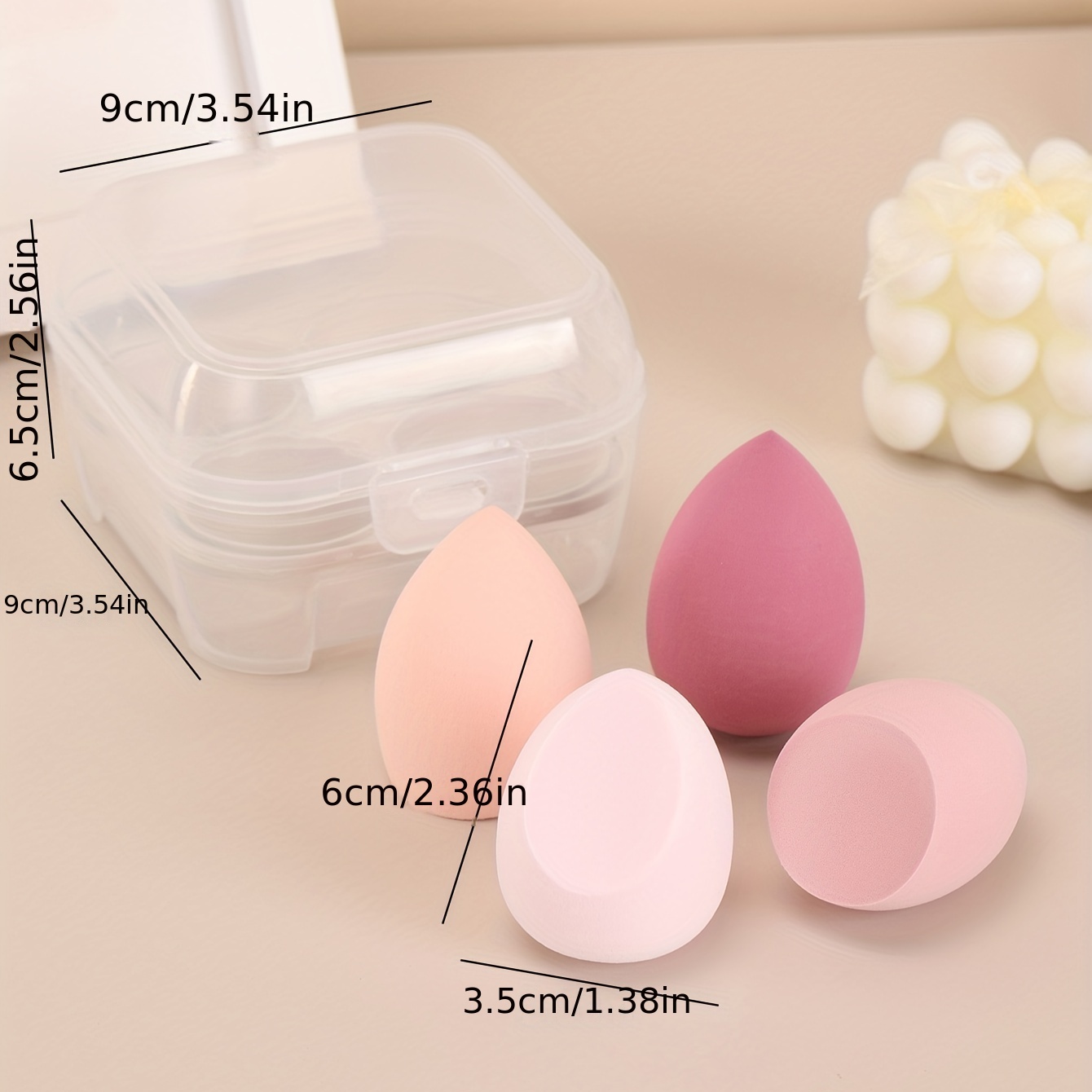 Set Di 4 Spugne Per Trucco E Portaoggetti - Spugne Per Trucco Beauty  Blender Per Fondotinta Con