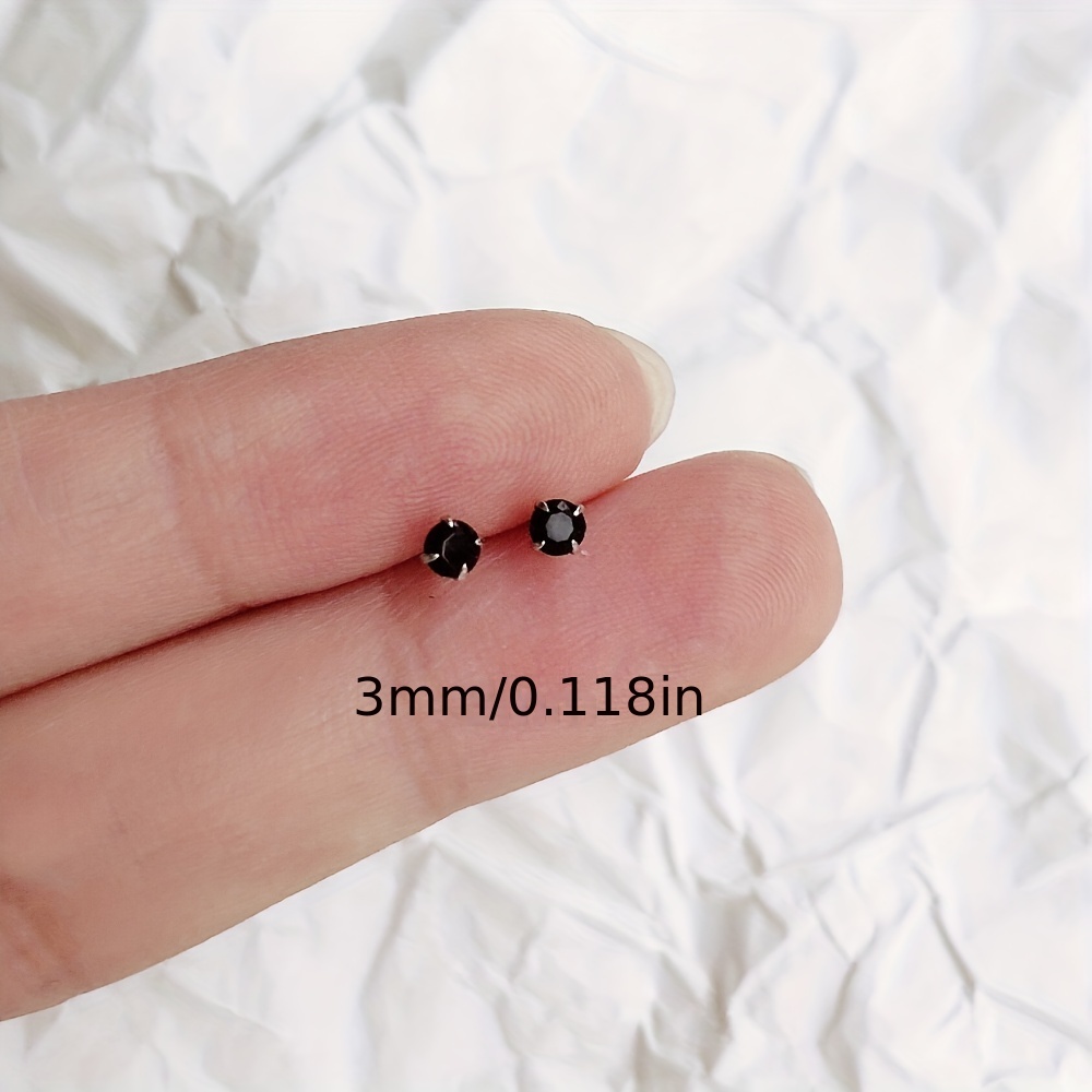 925 Silver CZ Stud Earrings Hypoallergenic Leisure Style