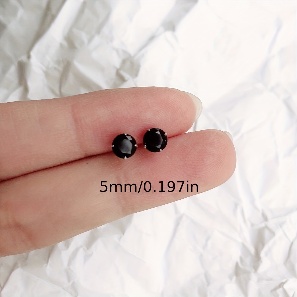 925 Silver CZ Stud Earrings Hypoallergenic Leisure Style
