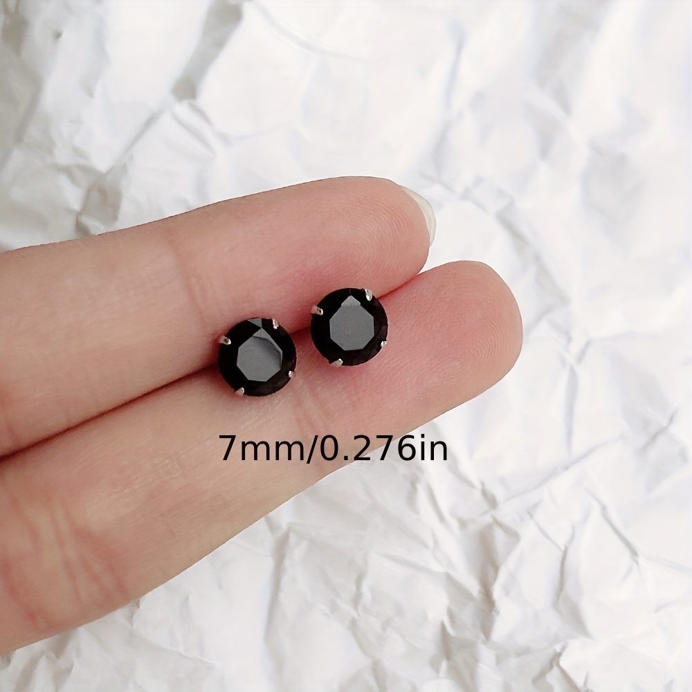 925 Silver CZ Stud Earrings Hypoallergenic Leisure Style