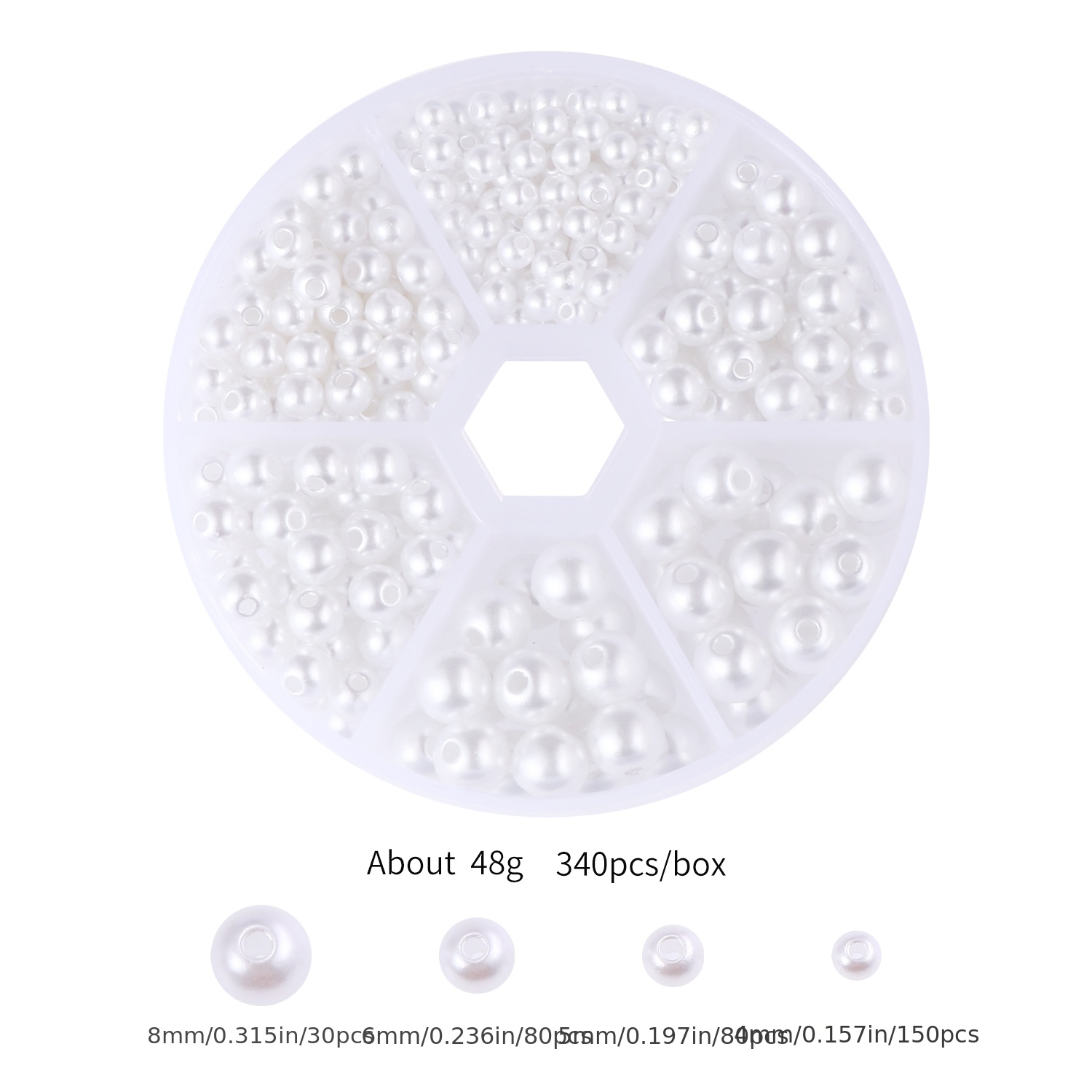 340pcs Round Pearl Beads for DIY Jewelry Making