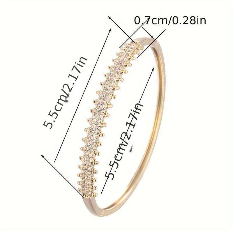 Golden Toned Copper Bangle Double Row Zirconia Sparkling Bracelet