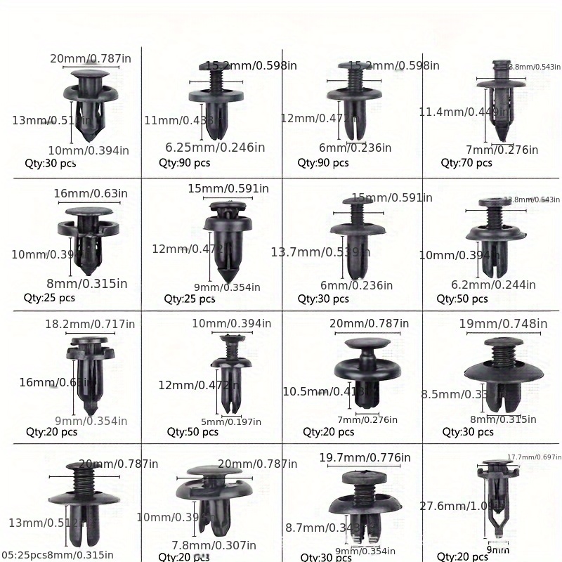 изображение предмета 625 шт. универсальных автомобильных трехслойных пластиковых расширительных винтов, автомобильный крепежный зажим