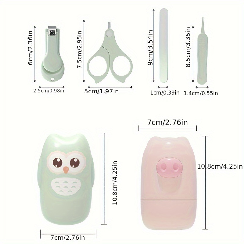 4pcs customizable nail clippers set personalized name plastic material pink green nail care kit details 2