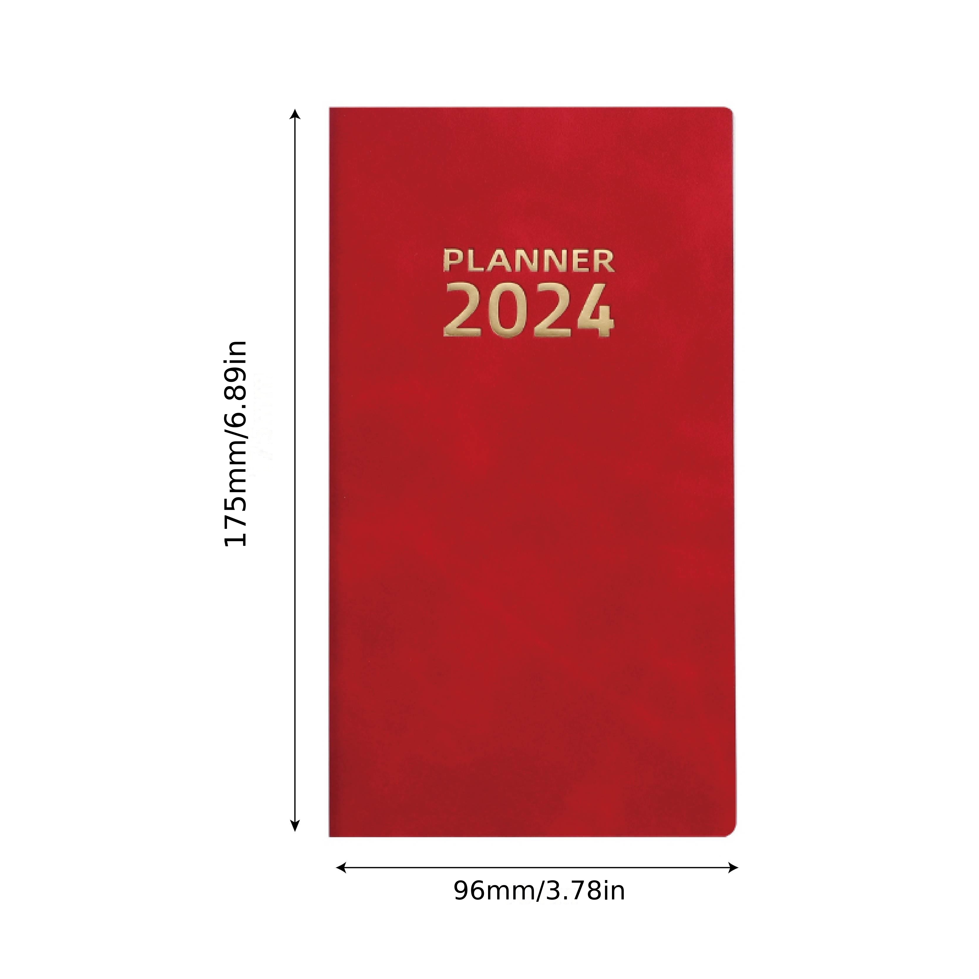 2024 A6 English Calendar Book Artificial Leather Monthly - Temu