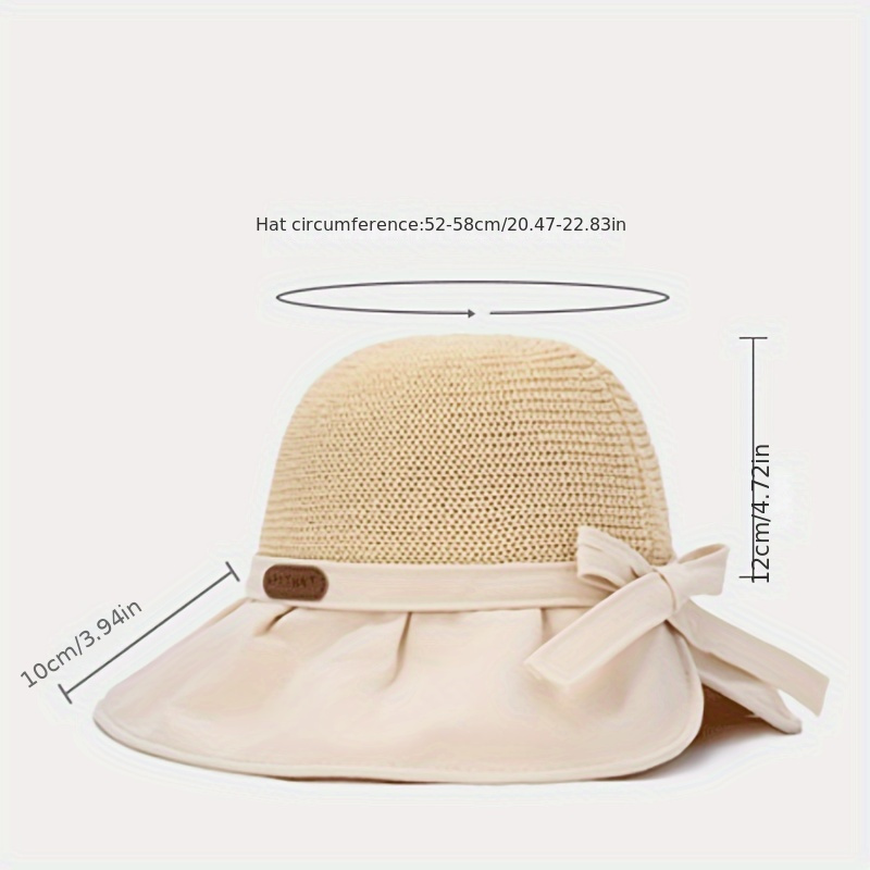 Bowknot Decor Sun Hat Wide Brim Breathable Sunshade Hats - Temu