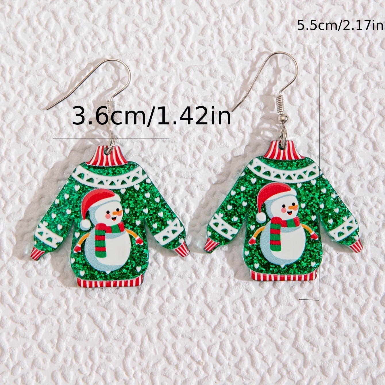 Snowman Green Faux Sweater Earrings for Women