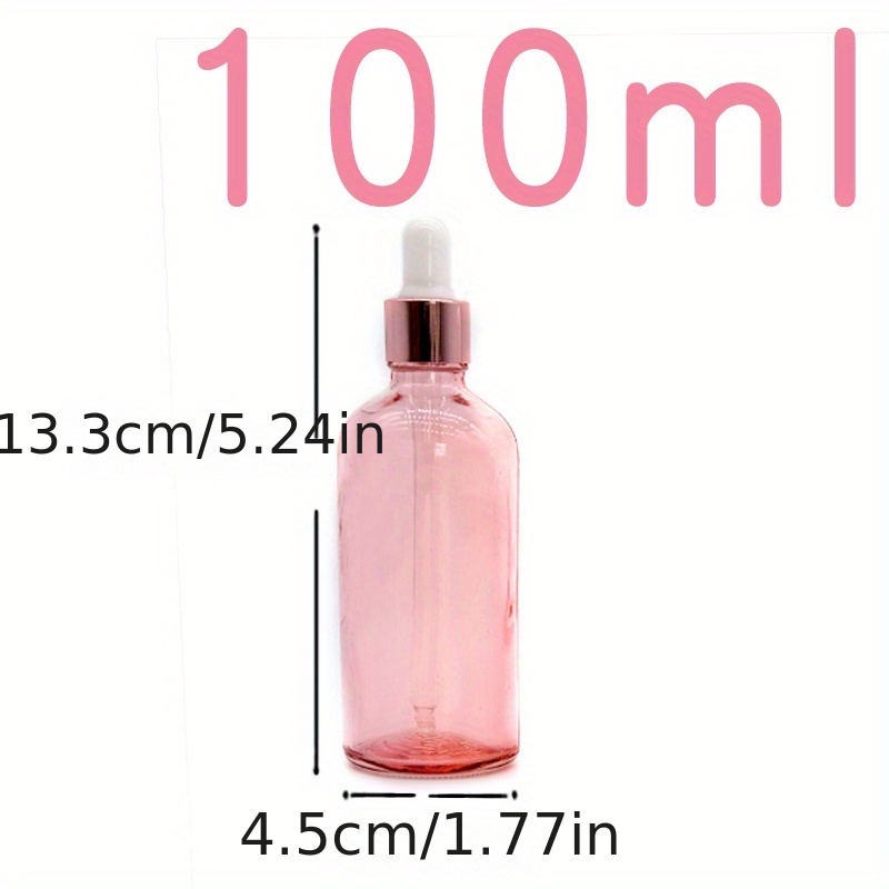 TEMU Pink Essential Oil Bottles With White , Glass Dropper Bottles In Varying Sizes Refillable Cosmetic Containers Liquids & Serums