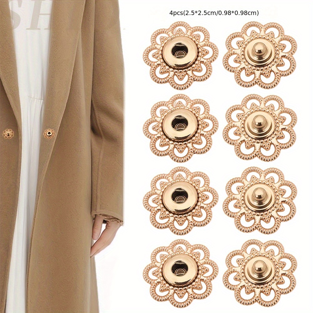 Image of 4pcs Invisible Mother-of-pearl Snap Button Set For Tweed Cashmere Clothing, Hand-sewn Buttons
