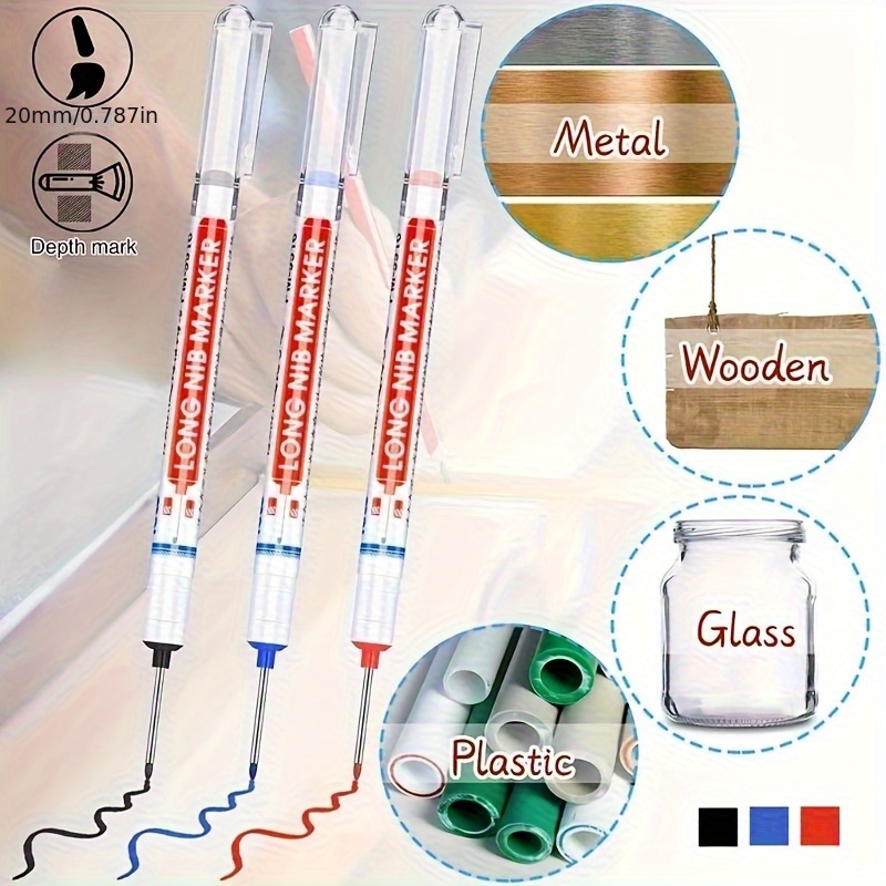 20 piezas, punzón de metal multifuncional de 20 mm de profundidad, punta larga, 20 piezas, herramienta de marcado de decoración de carpintería de baño - Imagen 8
