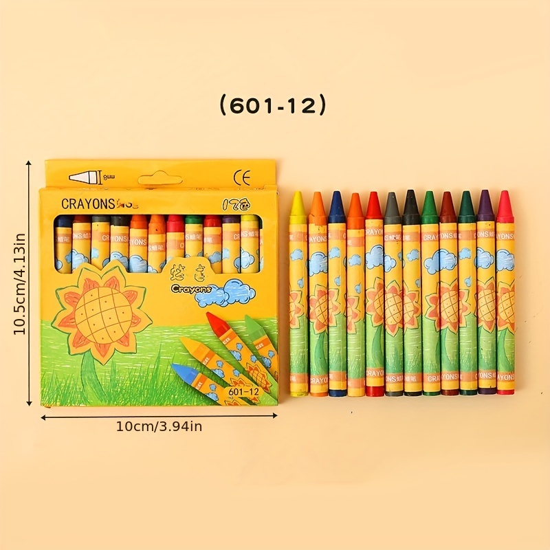 12pcs Children Crayons Set For Kindergarten & Primary School Students,  Creative Cartoon Wax Crayon, 8/12/24-colors, For Painting, Drawing,  Doodling, Wax Pencil Stationery For Kids