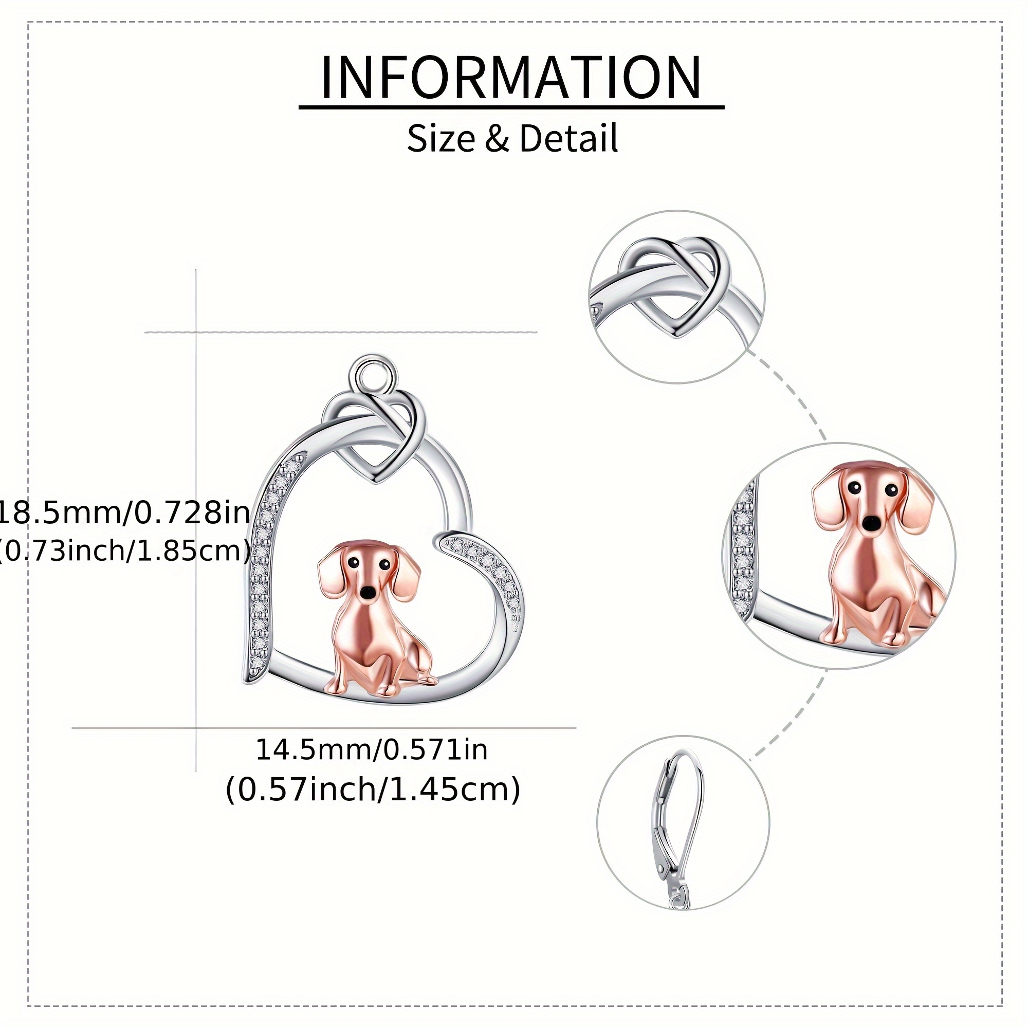 Women's 925 Sterling Silver Dachshund Leverback Earrings