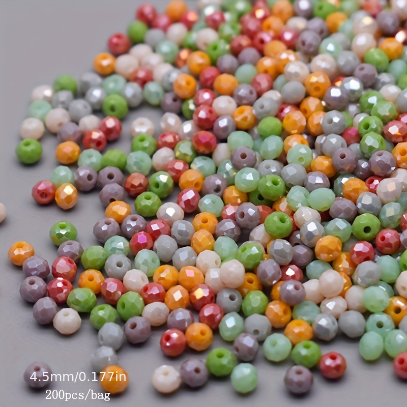 TEMU 200pz Perline di Vetro Sfaccettate da 4mm - Perline Spaziatrici Sfuse per Creazione di Gioielli Fai-da-te, Collane & Accessori da Polso, Kit di