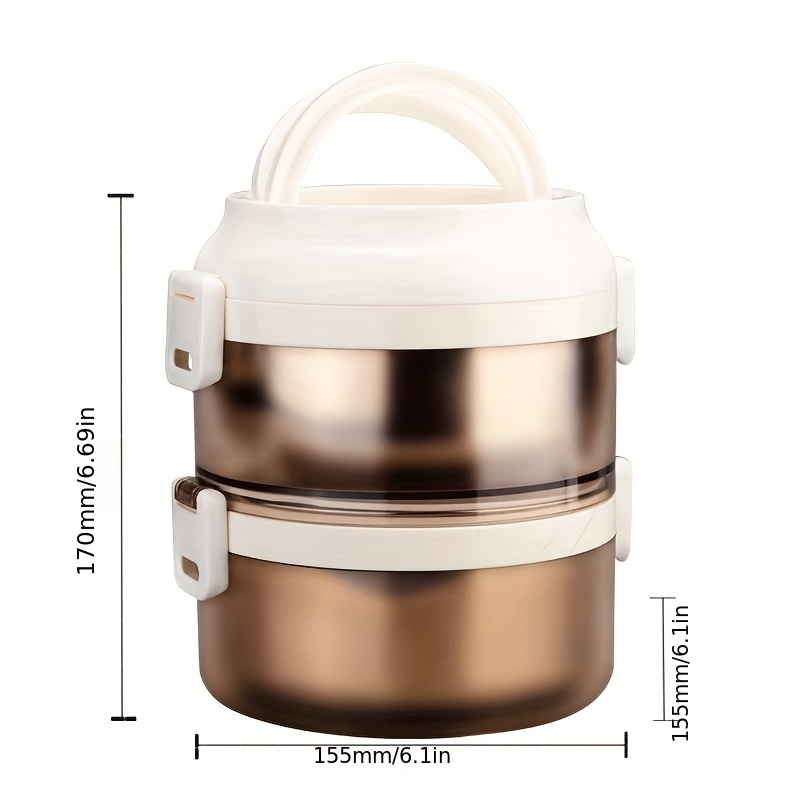 1pc Portable Double Layer Lunch Box With Separate Dip Box And