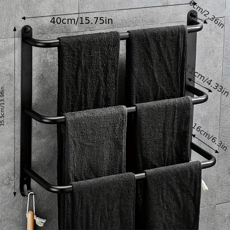 Towel Rack For Bathroom Wall Mounted 3 Tier Metal Bath Towel - Temu