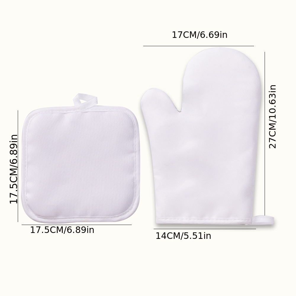 Kitchen and oven glove for sublimation Colour: white