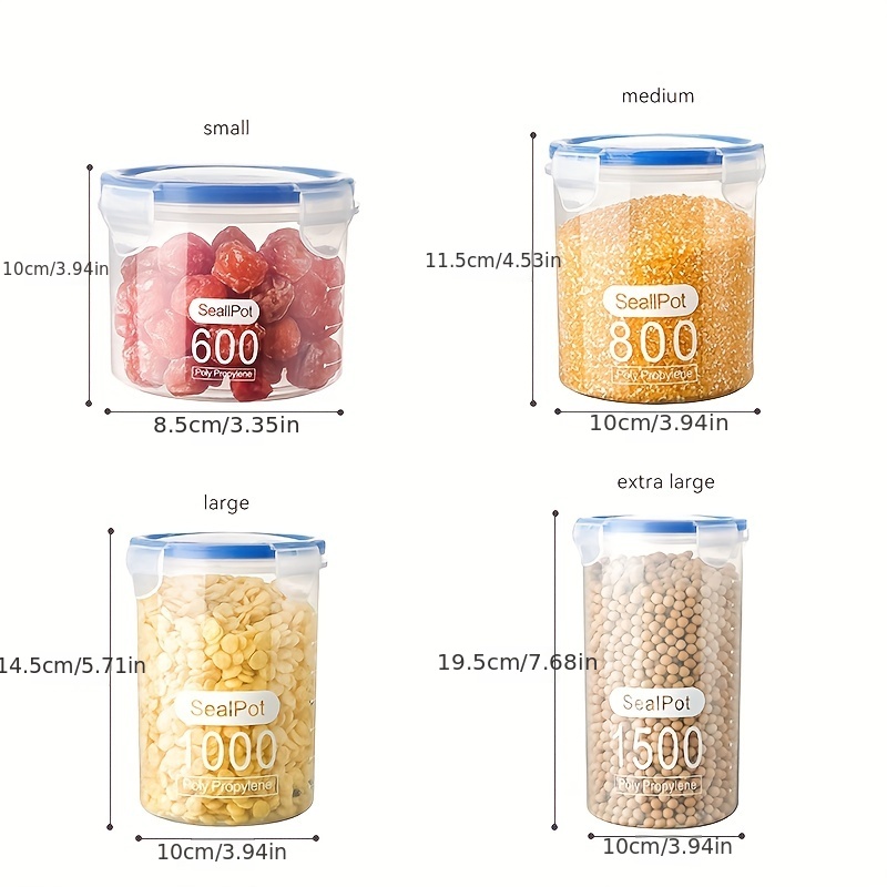 Grofry Storage Box Airtight Transparent Plastic Sealed Waterproof Grain  Storage Case for Home 500ml