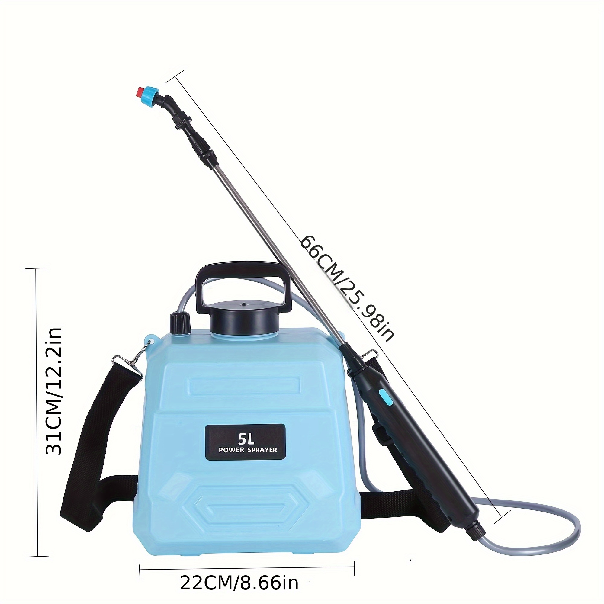 5L Pulvérisateur de jardin électrique portable avec batterie rechargeable USB - Tête de pulvérisateur réglable, tuyau télescopique, matériau PP durable, autonomie de 200 minutes, idéal pour arroser les plantes et les pelouses, équipement de pulvérisation de jardin | Design de pulvérisation moderne | Tuyau de pulvérisation durable