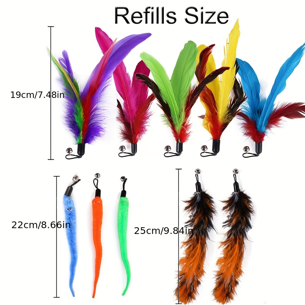 Cat Fishing Rod Toy,Cat Feather Toys With Retractable Teaser