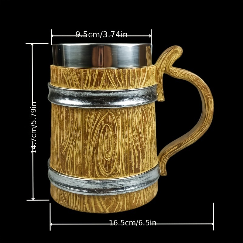 Handmade Wooden Barrel Beer Mug, Bucket Shaped Drinkware with