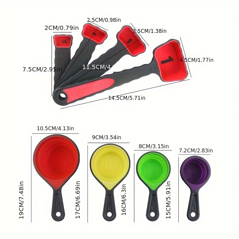 8pcs Foldable Measuring Cups Measuring Spoons Set Portable - Temu