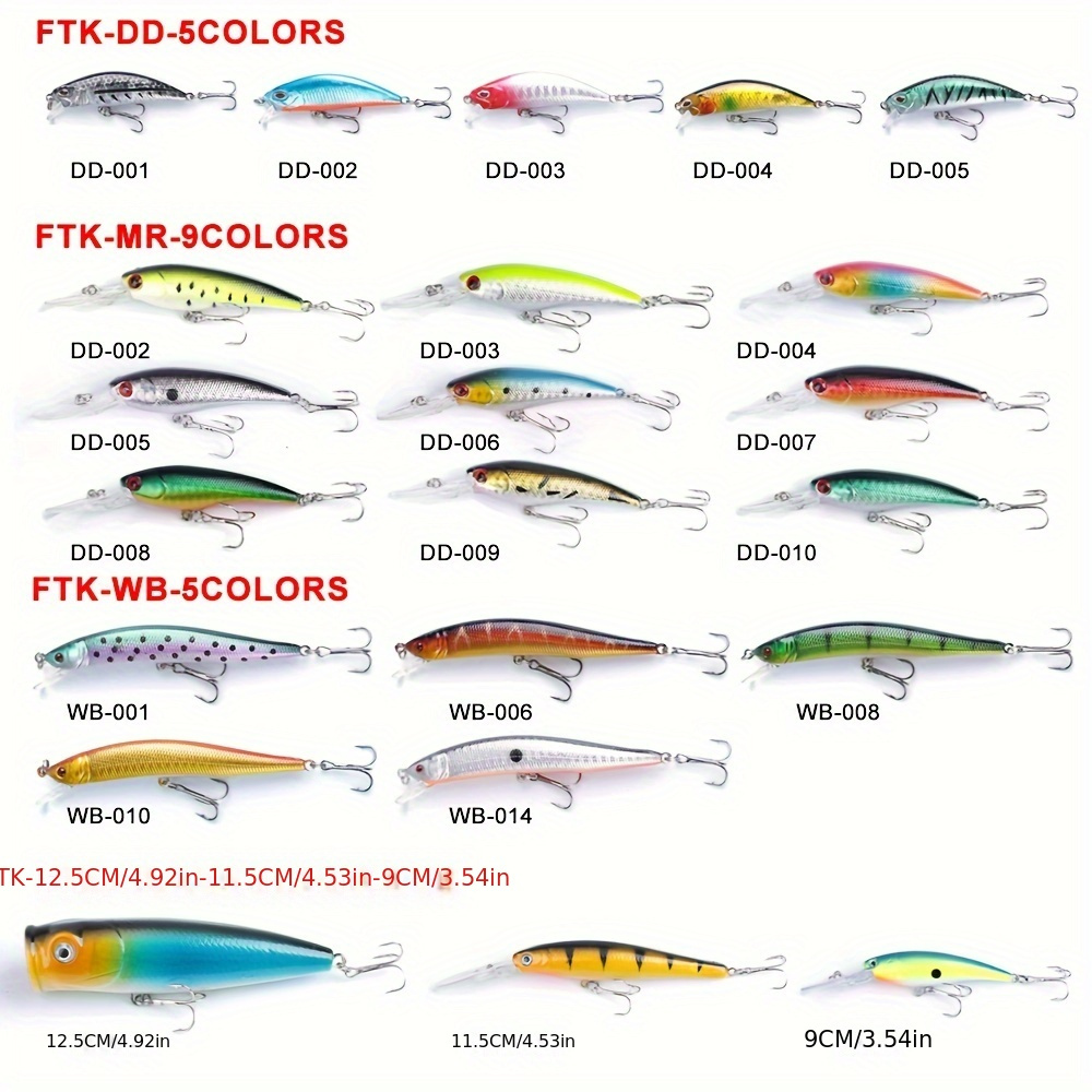 Fishing Lures Kit Mixed Including Minnow CrankBait with Hooks for Saltwater  Freshwater Trout Bass Salmon Fishing