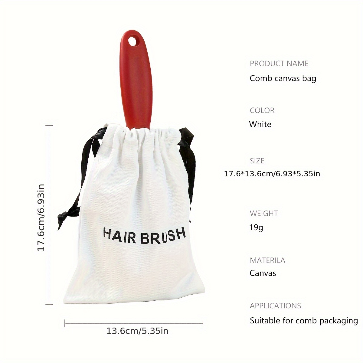 Image of Canvas Drawstring Pouch Air Cushion Comb Packaging Bag, Wrist Storage Bag Hairbrush Gift Bag, New Year Gift Accessory
