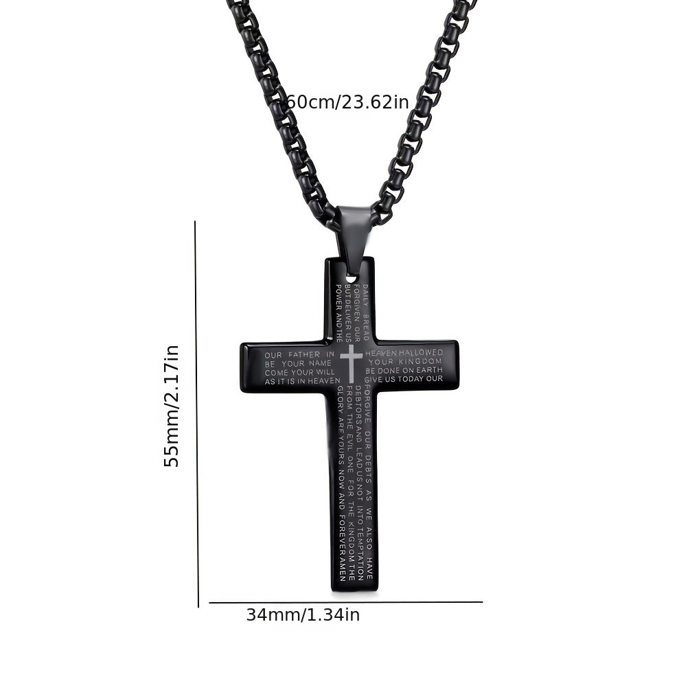 Men's Engraved Cross Pendant Necklace