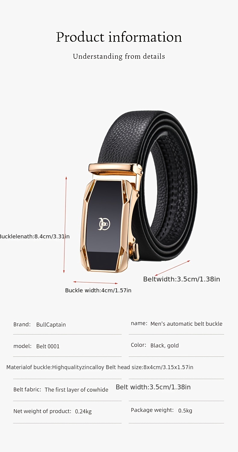 Men's Trousers Belt, Trendy Metal Automatic Buckle Business Belt, For  Boyfriend And Husband Valentine's Day Gift, Exquisite Gift Box - Temu