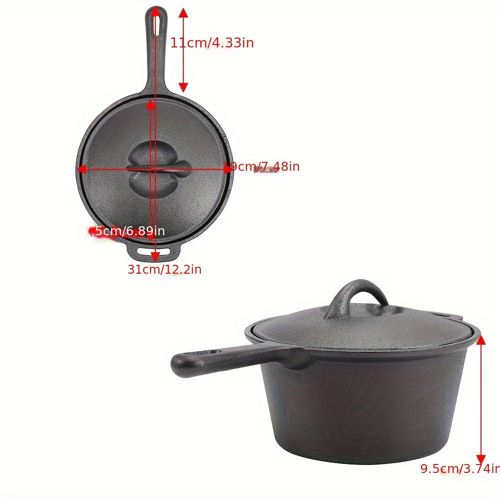 TEMU Cast Iron Deep Pan Saucepan Cookware Stew Pot Soup Pot Cooking Kitchen/camping With Lid